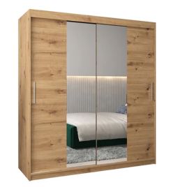 Sliding Wardrobe - TIVERTON I 2 Door Mirrored Wardrobe Oak Artisan 180cm