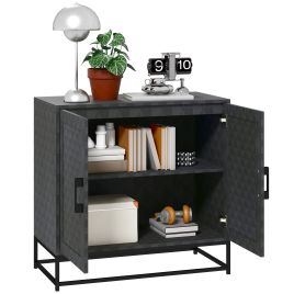 HERON Modern Sideboard Freestanding Sideboard Storage Cabinet Black
