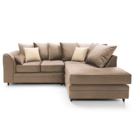 NIOMI Velvet 4 Seater L Shaped - Right Hand Facing Corner Sofa - Tan Brown