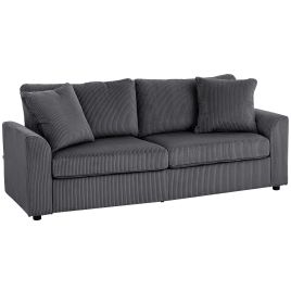 HERON Modern 3 Seater Sofa with Spring Cushion 212 cm Fabric Jumbo Cord Sofa Grey