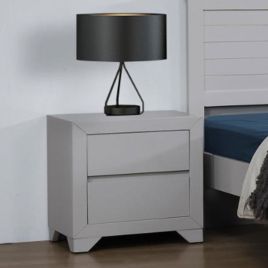 Bedside Table - SINESTRO 2 Drawer Nightstand Grey 50cm