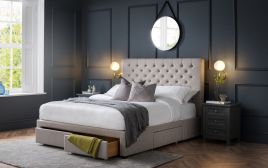 Wilton Deep Buttoned 4 Drawer Kingsize Bed - Grey