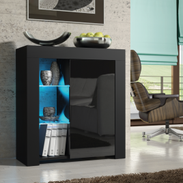 Modern TV Stand Sideboard Cabinet with Free LED Lighting 75cm - Black