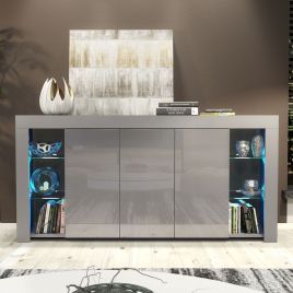 Cabinet Cupboard Sideboard TV Unit with Free LED Lighting and Storage 164cm - Dark Grey