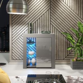 Modern TV Stand Sideboard Cabinet with Free LED Lighting 75cm - Dark Grey