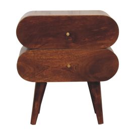Bedside Table - VELENCIA 2 Drawer Nightstand Chestnut 45cm