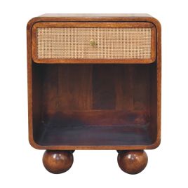 Bedside Table - SYDNEY Open Woven Nightstand Chestnut 45cm