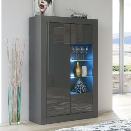 CANNES Display Cabinet 140cm - Dark Grey
