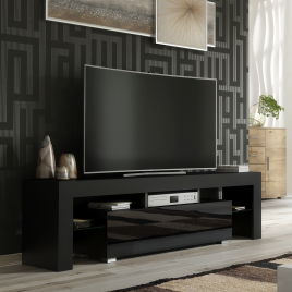 TERVIS Modern TV Unit Cabinet Stylish Sideboard with High Gloss Doors 160cm - Black