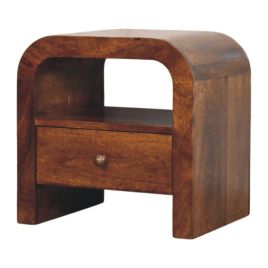 DARIEN Bedside Table Chestnut Wood Drawer Shelf Storage - Medium Wood