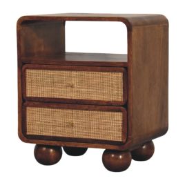 LARIEN Bedside Table Chestnut Wood 2 Drawer Storage - Medium Wood
