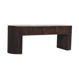 MOCE Velvet Dining Bench - Dark Oak