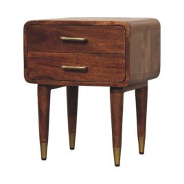 ASHER 2 Drawers Bedside Table - Medium Oak
