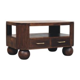 SPHERA Coffee Table - Walnut Wood Sphere Leg Design - Walnut