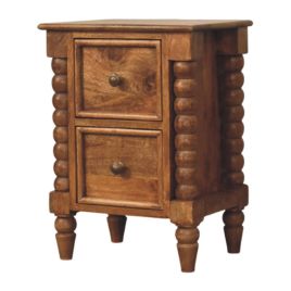 BEX Bedside Table Solid Wood 2 Drawer Storage - Brown