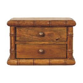 VIREO Bedside Table Bamboo Wood Storage Unit - Brown