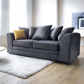 NIOMI Velvet 3 Seater Scatterback Sofa - Dark Grey
