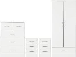 Wardrobe Set - NEWBIGGIN 2 Door Bedroom Set White Gloss 78cm