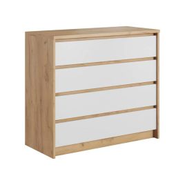 XENIA Oak Finish Chest of Drawers - Large-sized, 4 Drawers