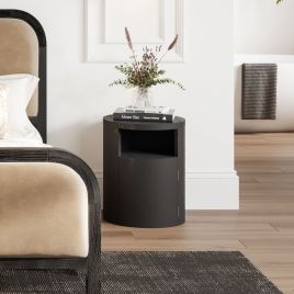 YONA Wooden Bedside Table - Black