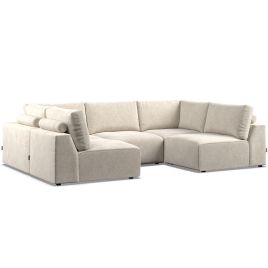 Corner Sofa - GRAZ Fabric 5 Seater U Shaped - Ivory