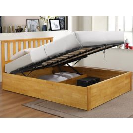 Josephine Ottoman King Size Bed in Solid Rubberwood - Oak