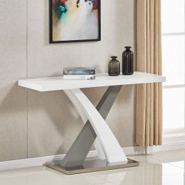 Malcolm High Gloss Console Table - White and Grey