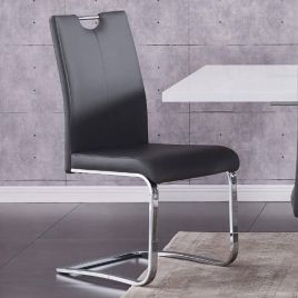 Malcolm Set of 2 PU Chrome Chairs - Grey