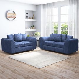 LORVANI Fabric 3 and 2 Seater Scatterback Sofa Set - Midnight Blue