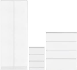 MALDEN 2 Door Wardrobe Set 3 Piece - White