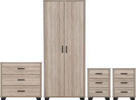 OLDBURY 2 Door Wardrobe Set 4 Piece - Light Oak