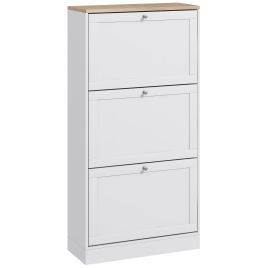 Scott Shoe Cabinet with 3 Flip Drawers - White