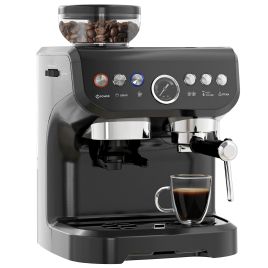 Scott 15 Bar Coffee Machine with Adjustable Grind and Steamer - Silver