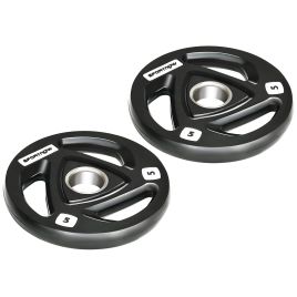 SPORTNOW 2 x 5kg Olympic Weight Plates, Tri-Grip Rubber Coated Barbell Weights Set w/ 5cm Holes, for Home, Gym, Lifting and Strength Training