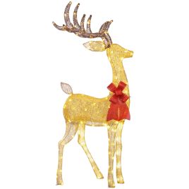 SUNVISTA Lighted Reindeer Christmas Decoration, Light Up Christmas Deer with 137 LED Lights for Indoor, Outdoor, Garden, Lawn, Gold Tone
