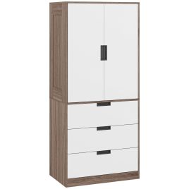 SERENA 2 Door Wardrobe with 3 Drawers Oak and White - 80cm