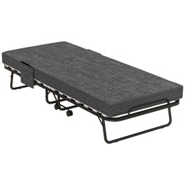 Single Bed - Folding 3ft Bed with Mattress Grey