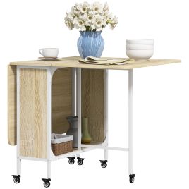 Scott Folding Kitchen Table with 6 Wheels - Natural