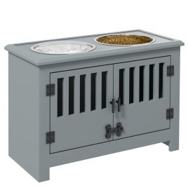 Raised Dog Bowls for Large Dogs with Storage Cabinet