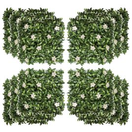 12PCS Artificial Boxwood Wall Panels 20" x 20" Rhododendron Privacy Fence Screen Faux Hedge Greenery Backdrop for Garden Backyard Balcony