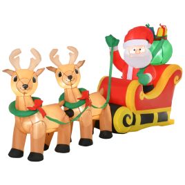 Debbie 1.1m Christmas Inflatable Santa Claus on Sleigh LED Lighted for Home Indoor Outdoor Garden Lawn Decoration Party Prop