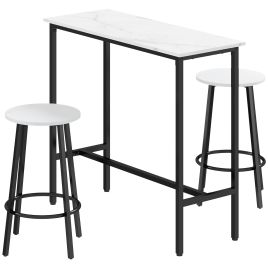 Bar Table Set - 3-Piece Bar Table Set with Stools White 100cm