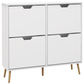 Shoe Storage Cabinet, 4 Flip Drawers, Shoe Organizer for 16 Pairs of Shoes, White