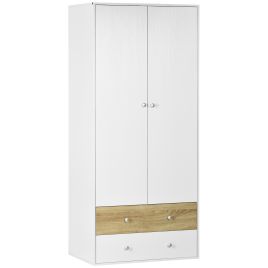 EPSWICK 2 Door Wardrobe with 2 Drawers White and Oak - 80cm