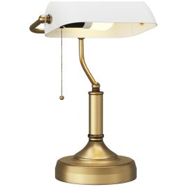 Scott Banker's Desk Lamp with Antique Bronze Base and White Shade - White