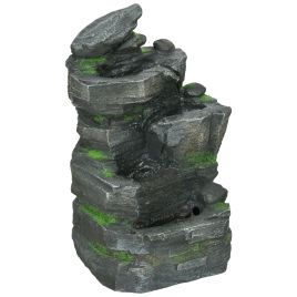 SUNVISTA Garden Water Feature with LED Lights - Dark Grey