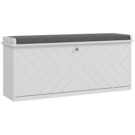 Scott Upholstered Hallway Bench with Flip Drawer - White