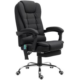 VONSETTA Heated 6 Points Vibration Massage Executive Office Chair Adjustable Swivel Ergonomic High Back Desk Chair Recliner with Footrest Full Black
