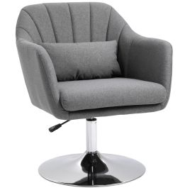Swivel Accent Chair Contemporary Vanity Armchair with Adjustable Height Thick Cushion Lumbar Support Armrest for Bedroom