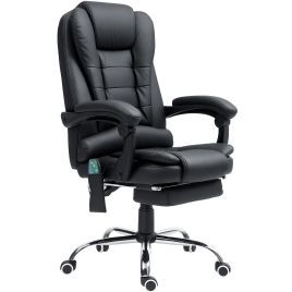 VONSETTA Heated 6 Points Vibration Massage Executive Office Chair Adjustable Swivel Ergonomic High Back Desk Chair Recliner with Footrest Black